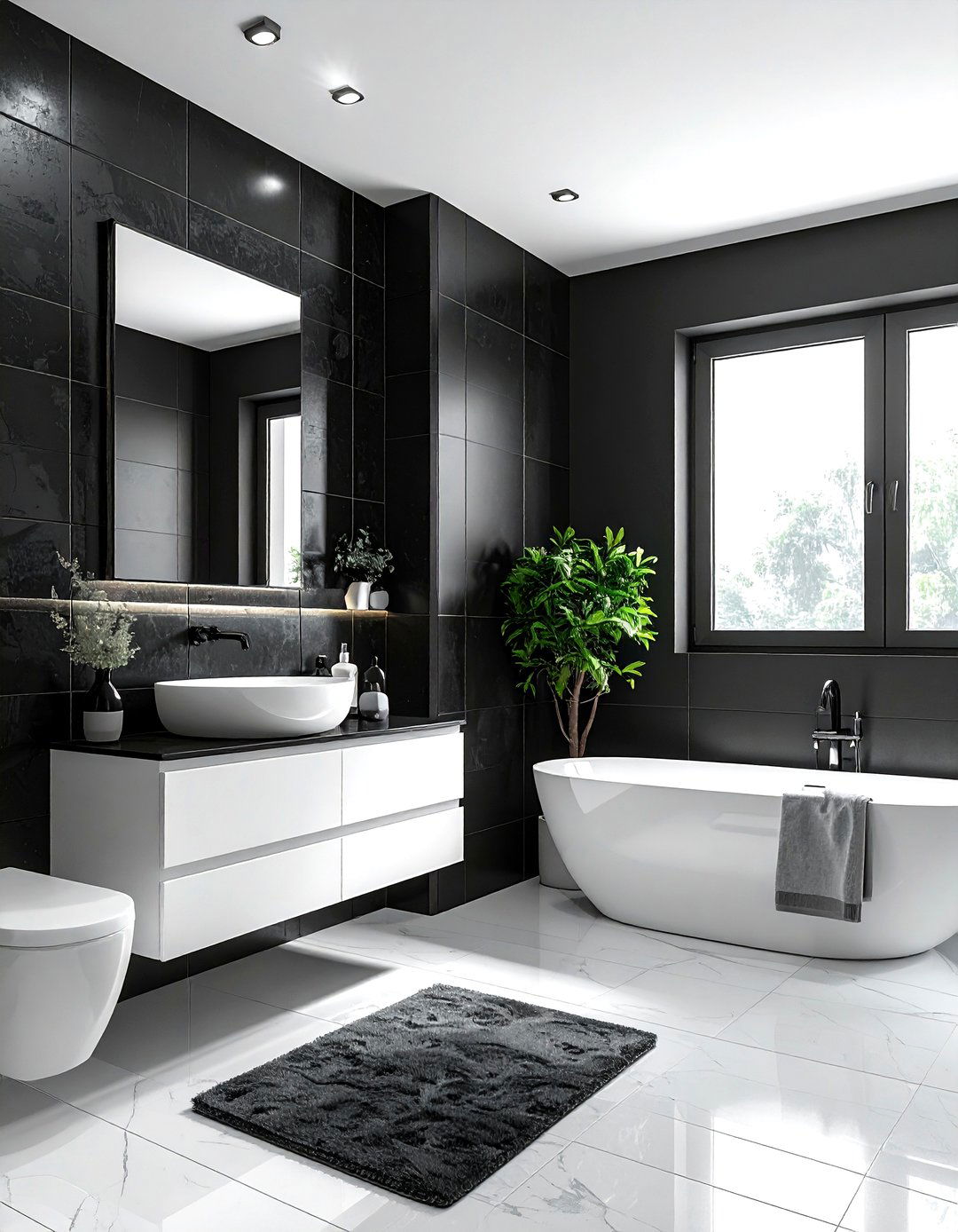 Black Accent Wall Bathroom - 30 dark black bathroom ideas
