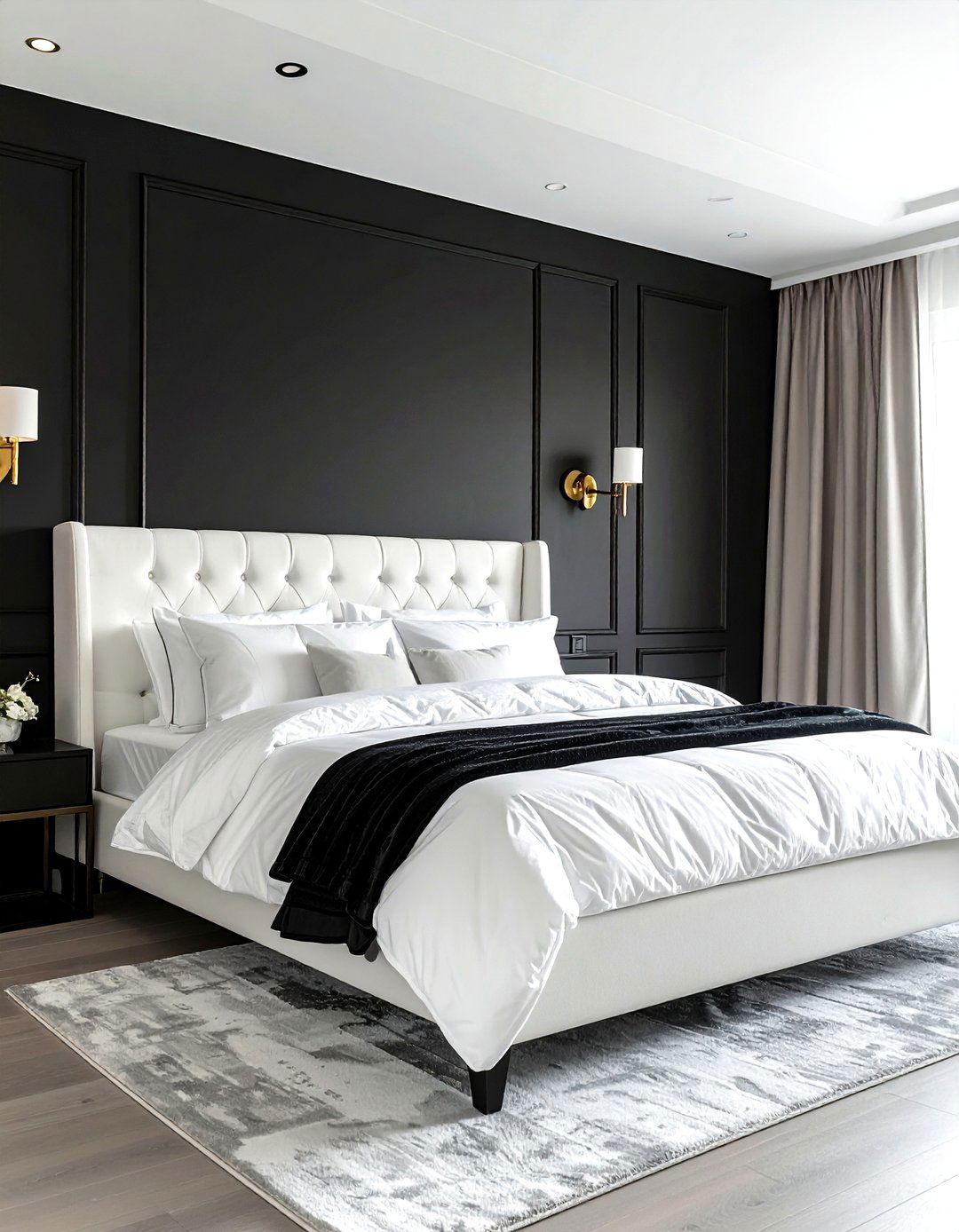 Black Accent Wall Bedroom - 30 black and white decor ideas