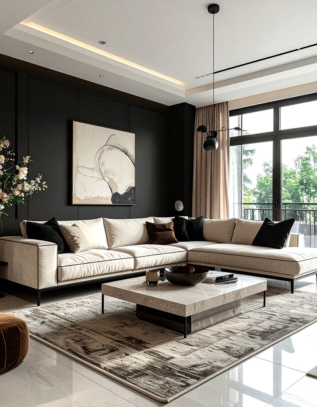 Black And Beige Living Room - 30 black living room design ideas