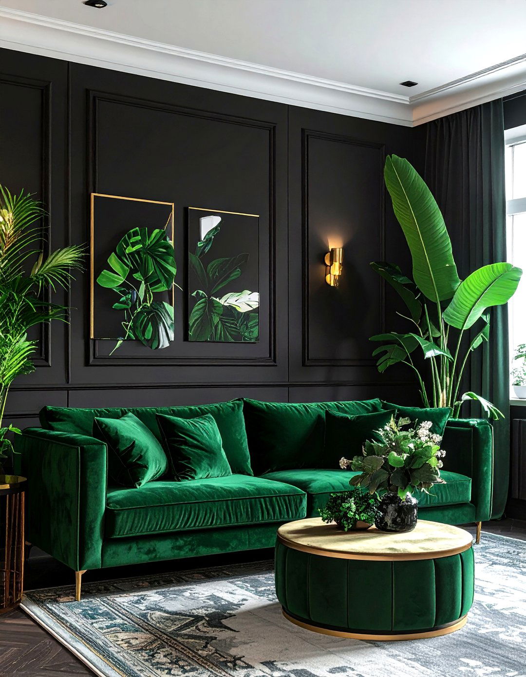 Black And Emerald Green Living Room - 30 black living room design ideas