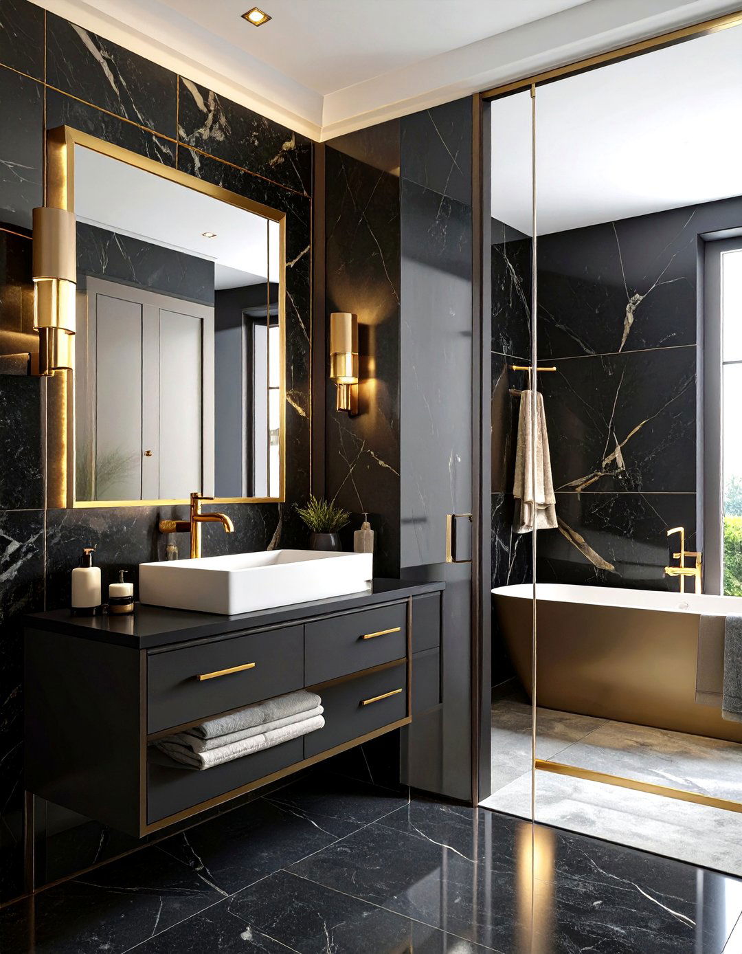 Black And Gold Decor - 30 black bathroom design ideas