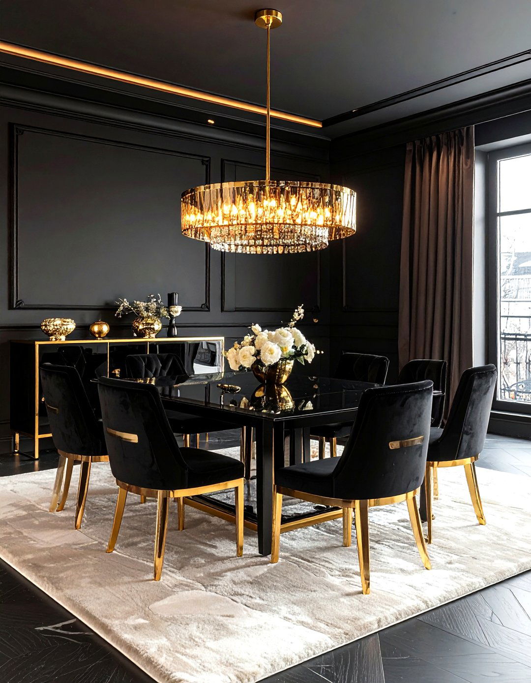 Black And Gold Dining Room - 30 glam dining room ideas