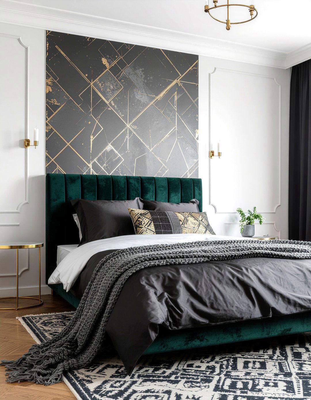 Black And Gold Geometric Wallpaper - 30 bedroom geometric wallpapers
