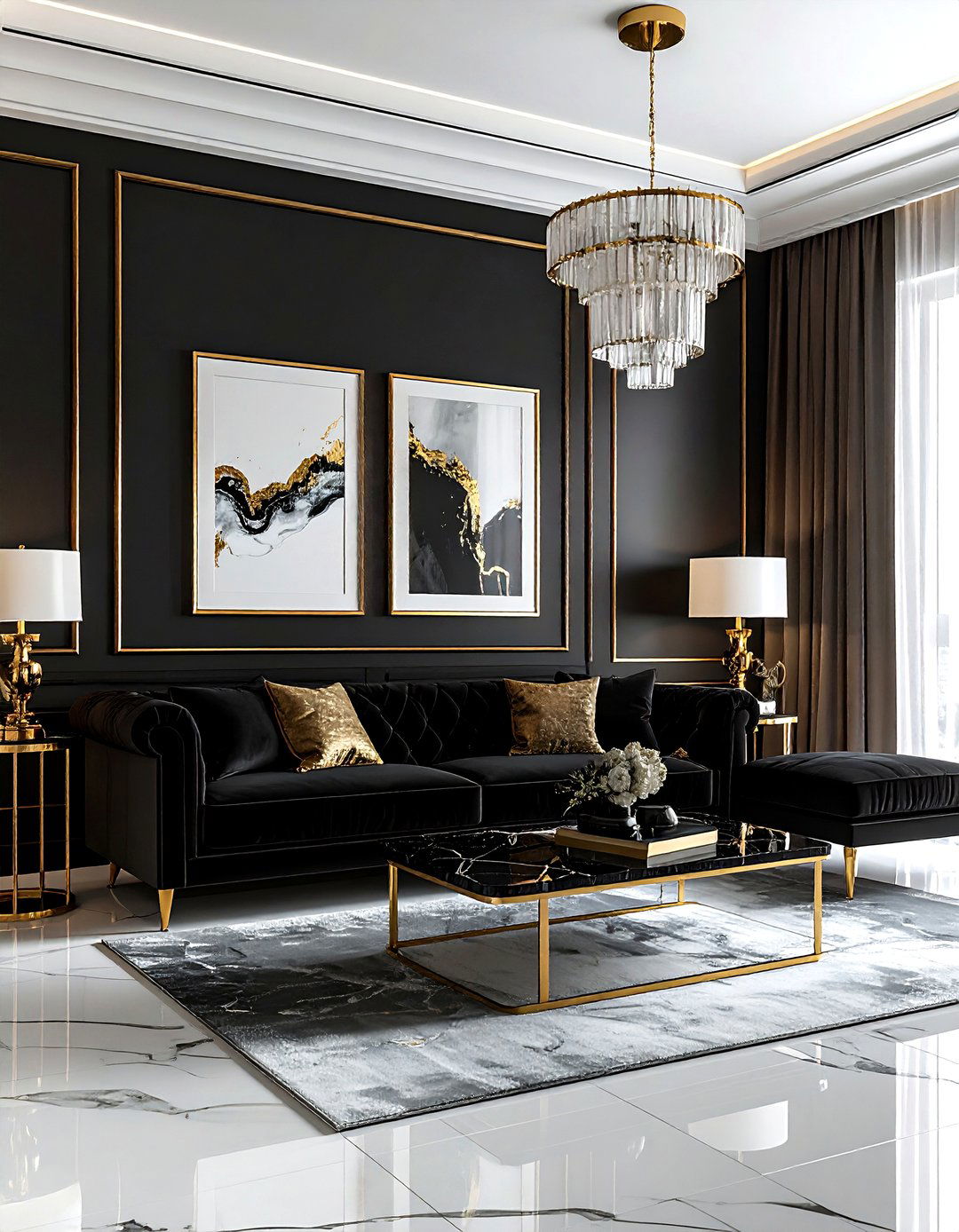 Black And Gold Living Room - 30 black living room ideas