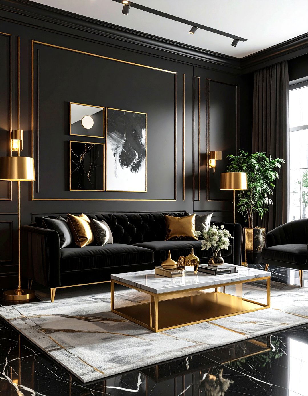Black And Gold Living Room - 30 living room black walls