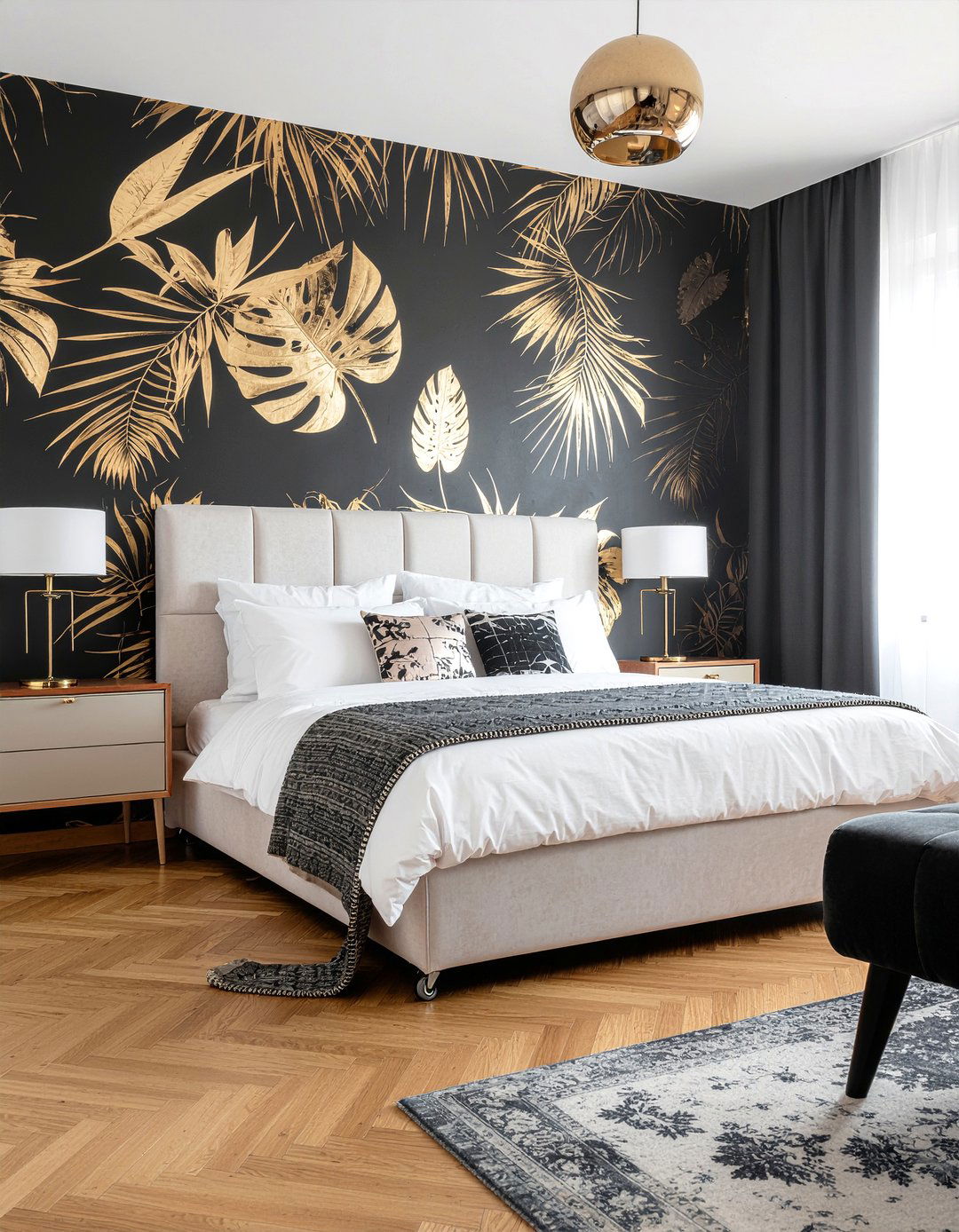 Black And Gold Tropical - 30 bedroom tropical wallpapers