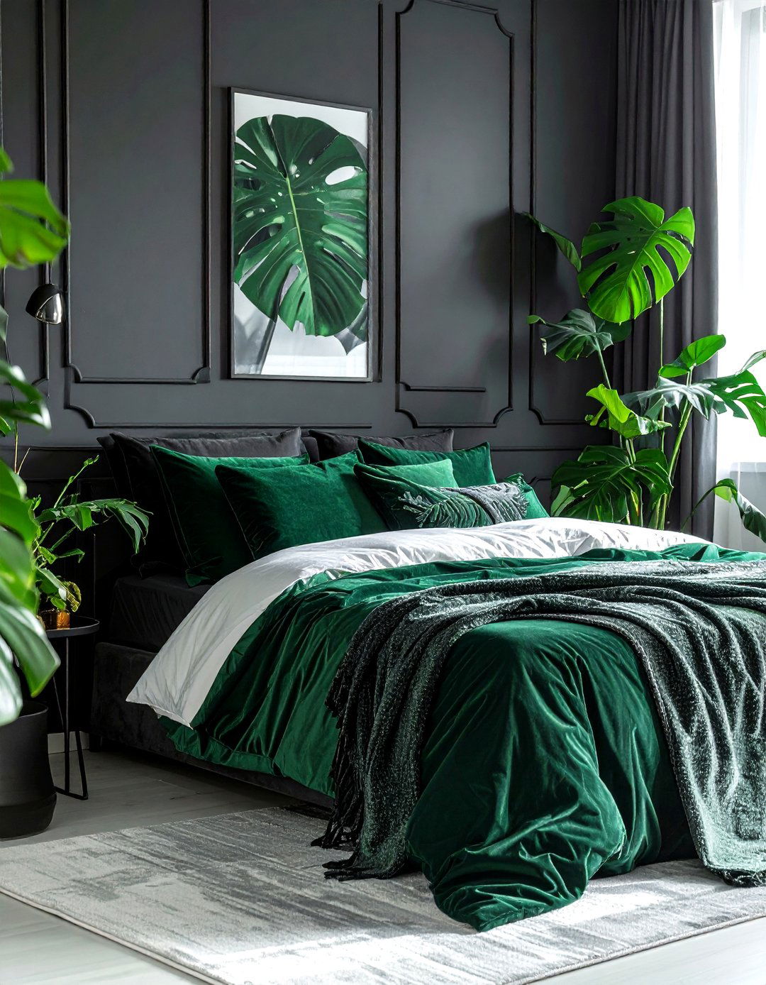 Black And Green Accents - 30 contemporary black bedroom ideas