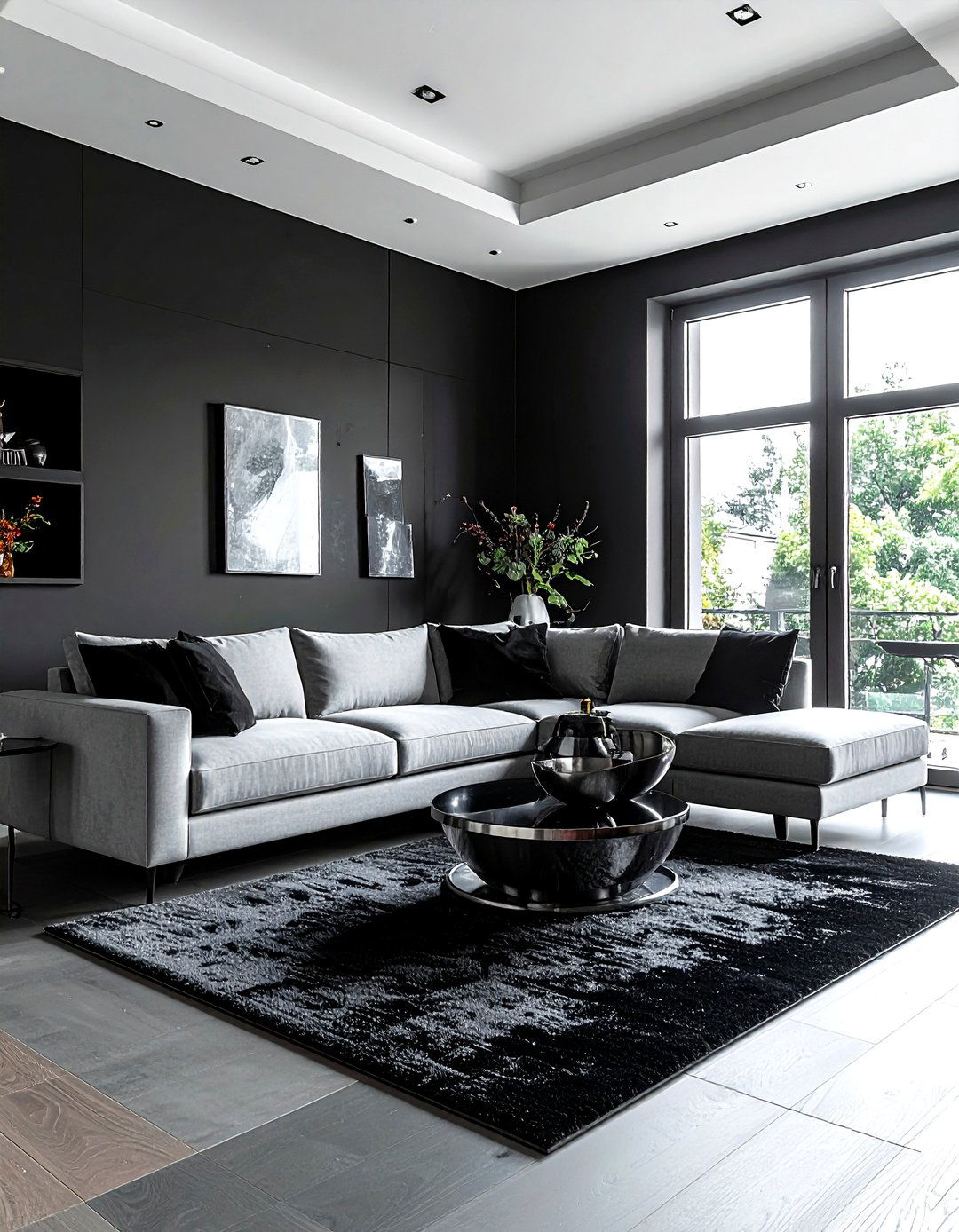 Black And Grey Living Room - 30 living room black walls