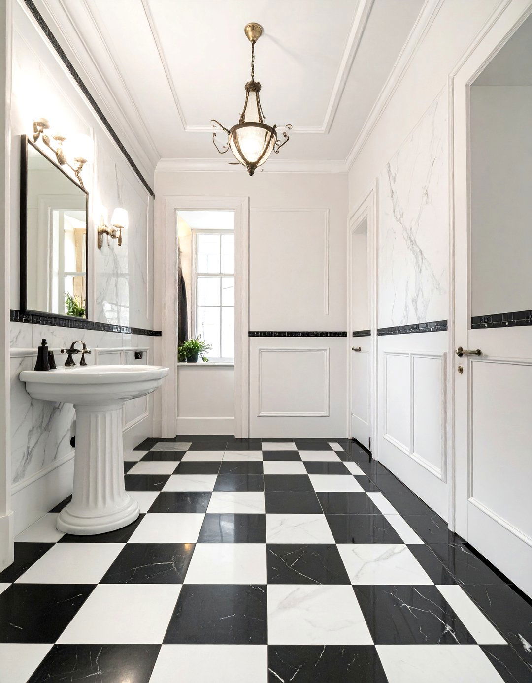 Black And White Checkerboard Floor - 30 Edwardian bathroom ideas