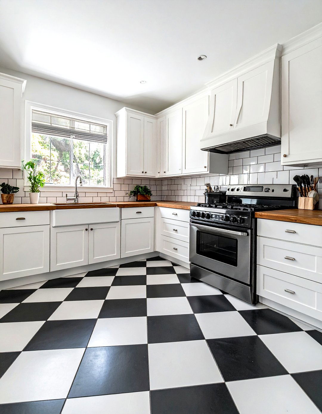 Black And White Checkerboard Kitchen Floor - 30 tile floor kitchen ideas