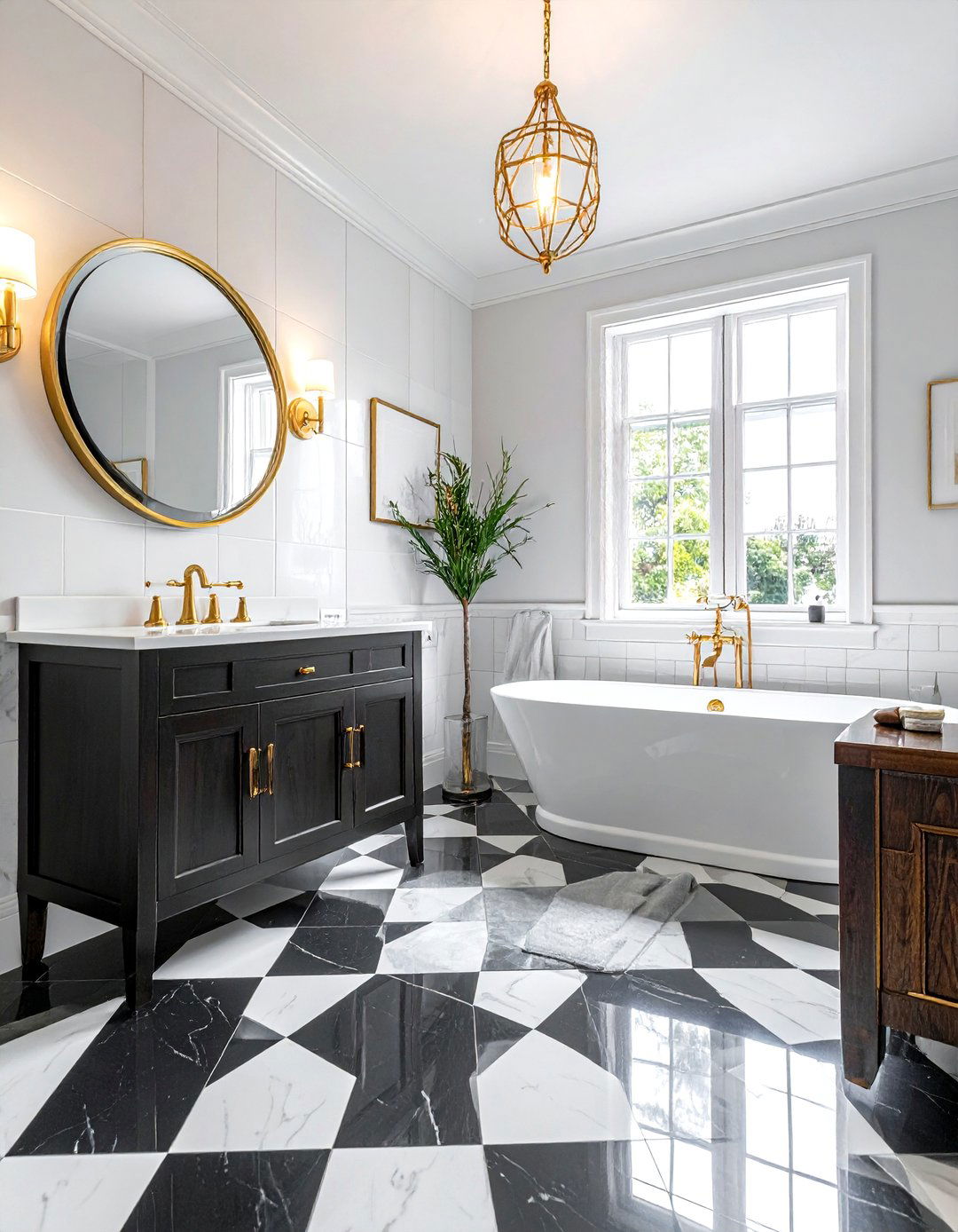 Black And White Checkerboard Tile Bathroom - 30 Tudor bathroom ideas