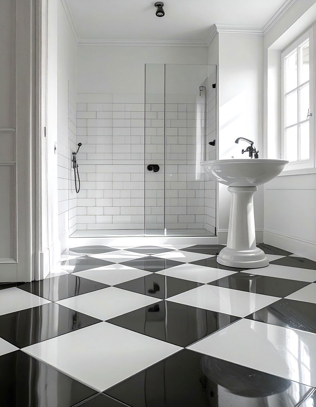Black And White Checkered Bathroom Floor - 30 vintage modern bathroom ideas