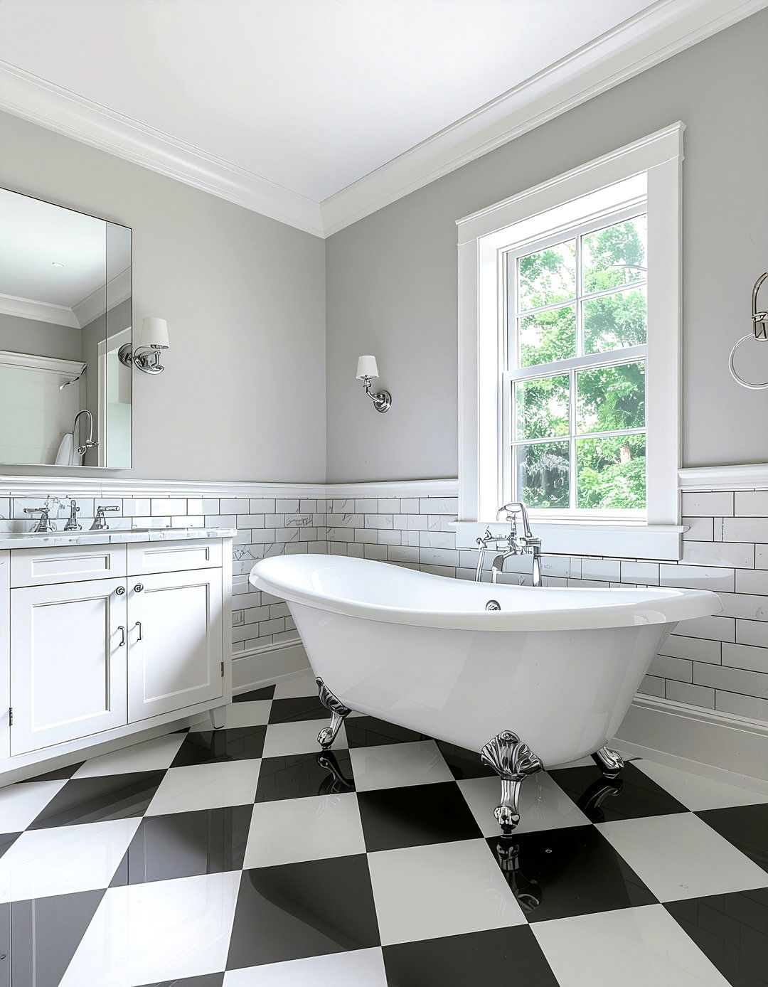 Black And White Checkered Tile - 30 bathroom floor statement ideas