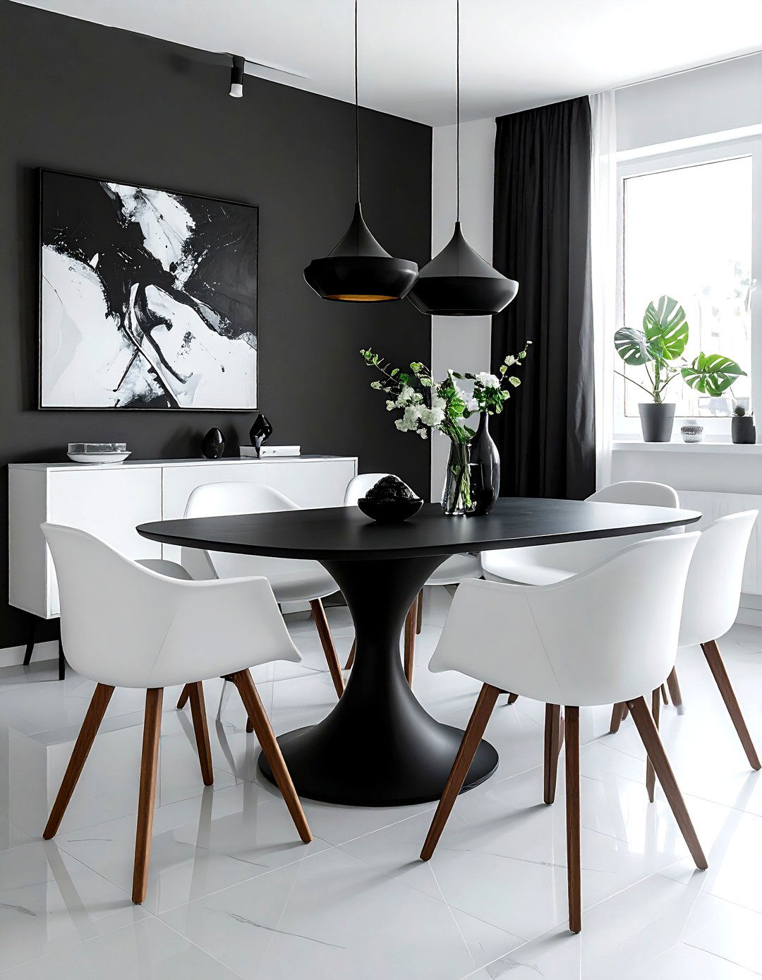 Black And White Dining - 30 streamlined dining room ideas