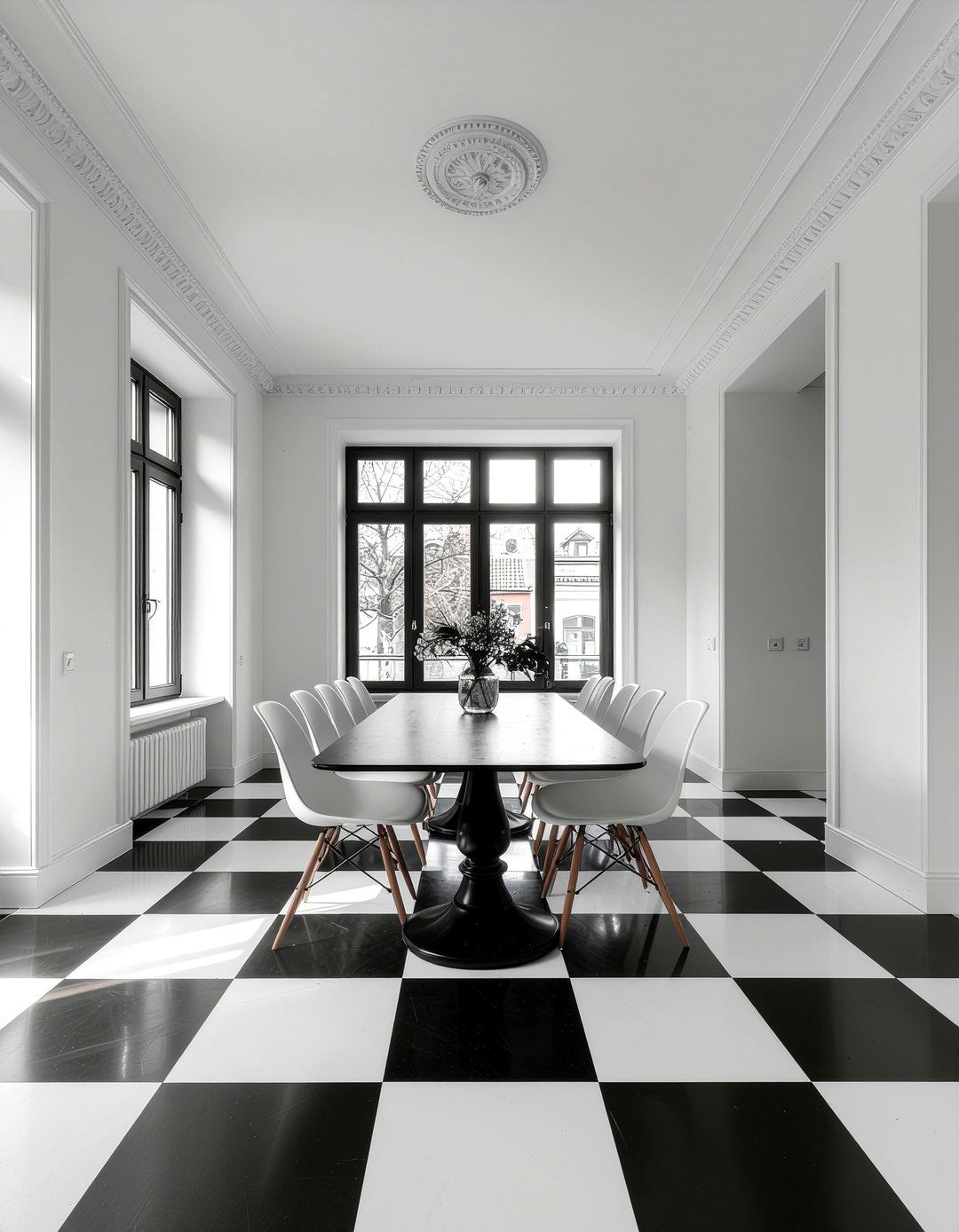 Black And White Dining Room - 30 dining room visual interest ideas