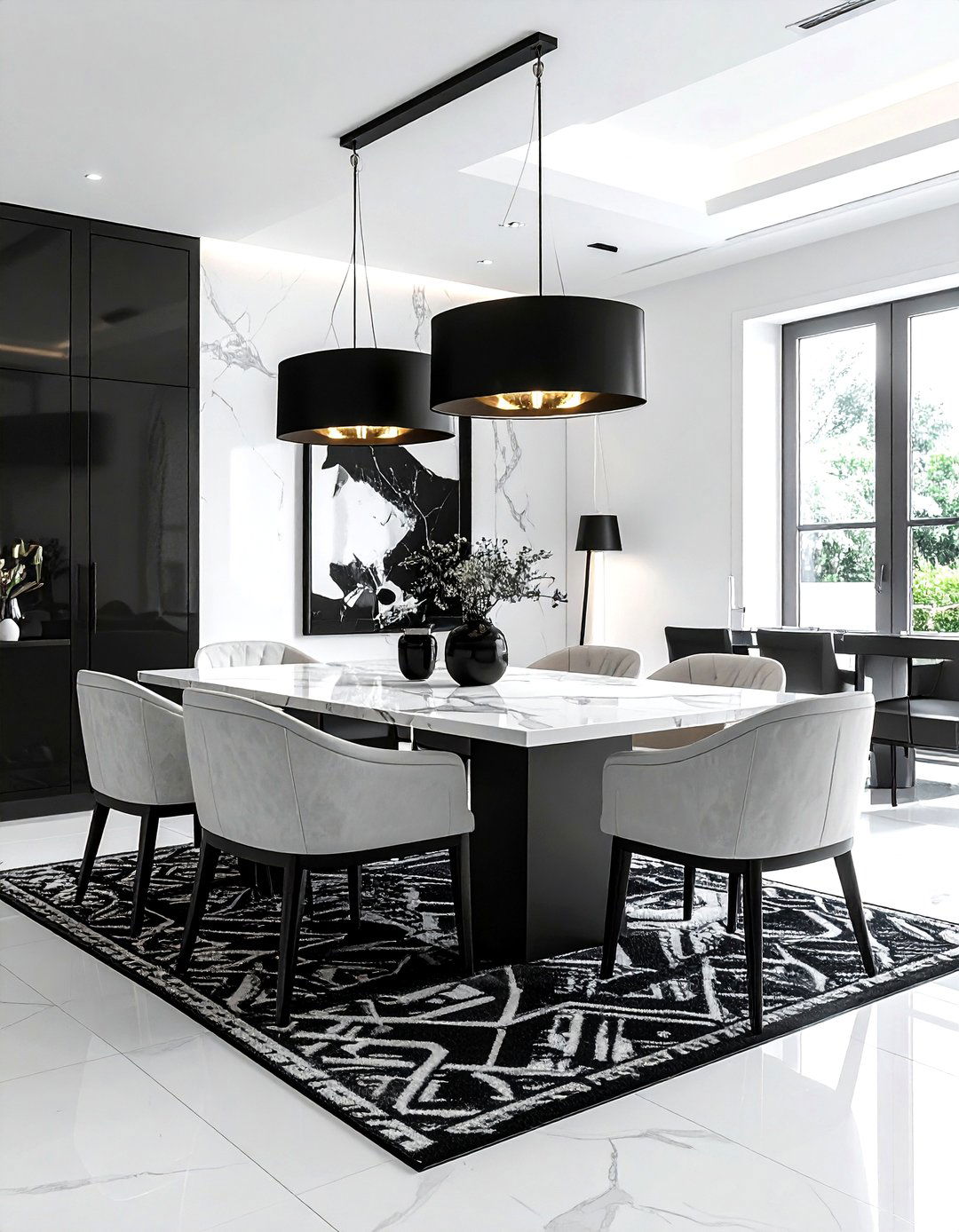 Black And White Dining Room - 30 lantern chandelier dining room ideas