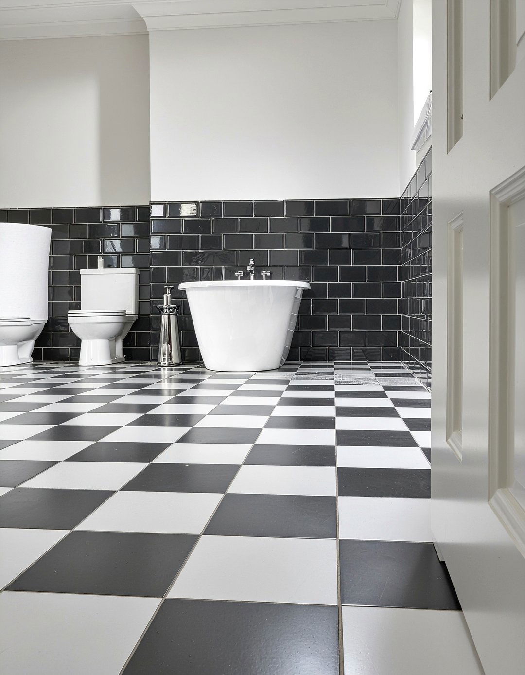Black And White Floor - 30 bathroom timeless element ideas