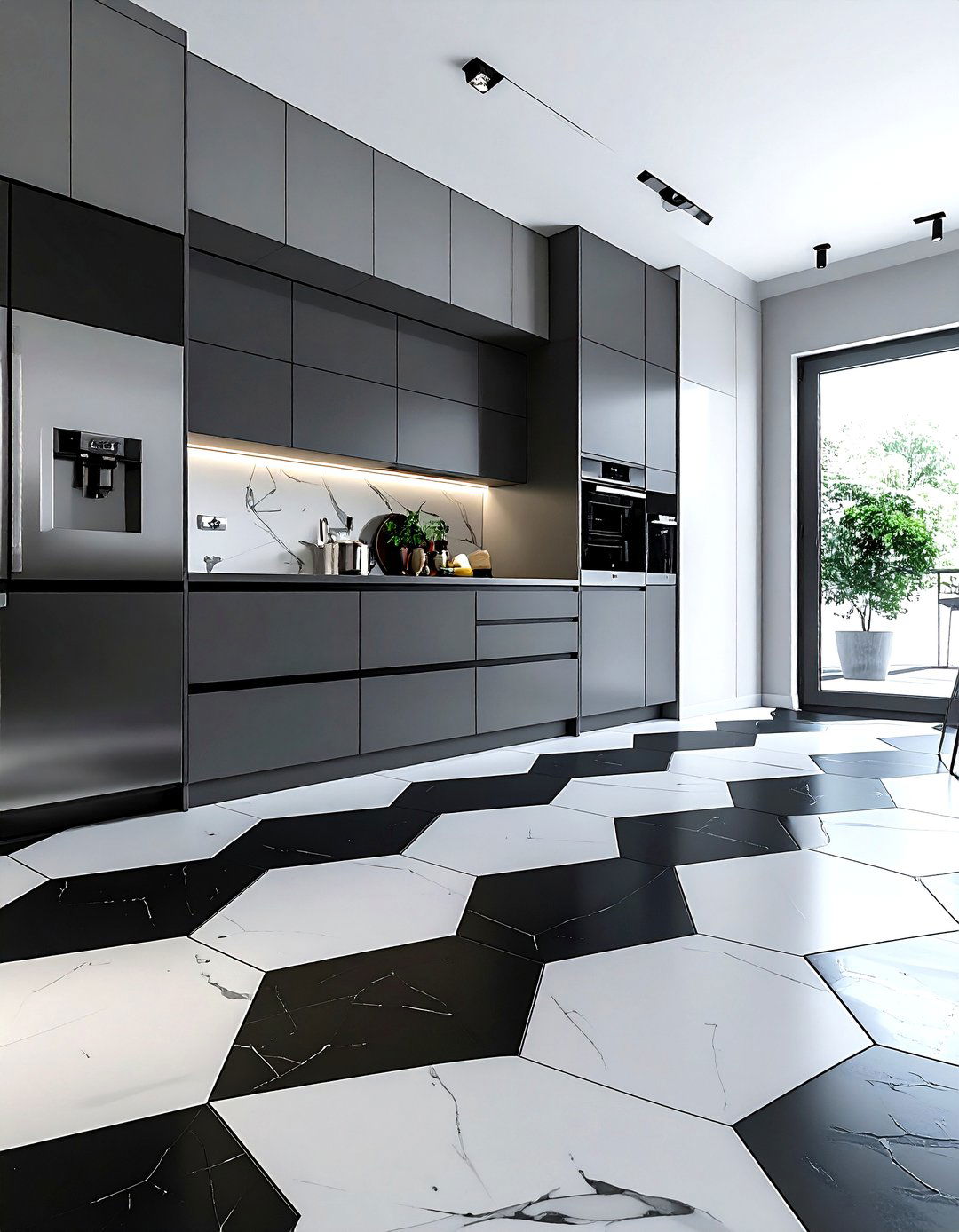 Black And White Hexagon Floor - 30 hexagon floor kitchen ideas