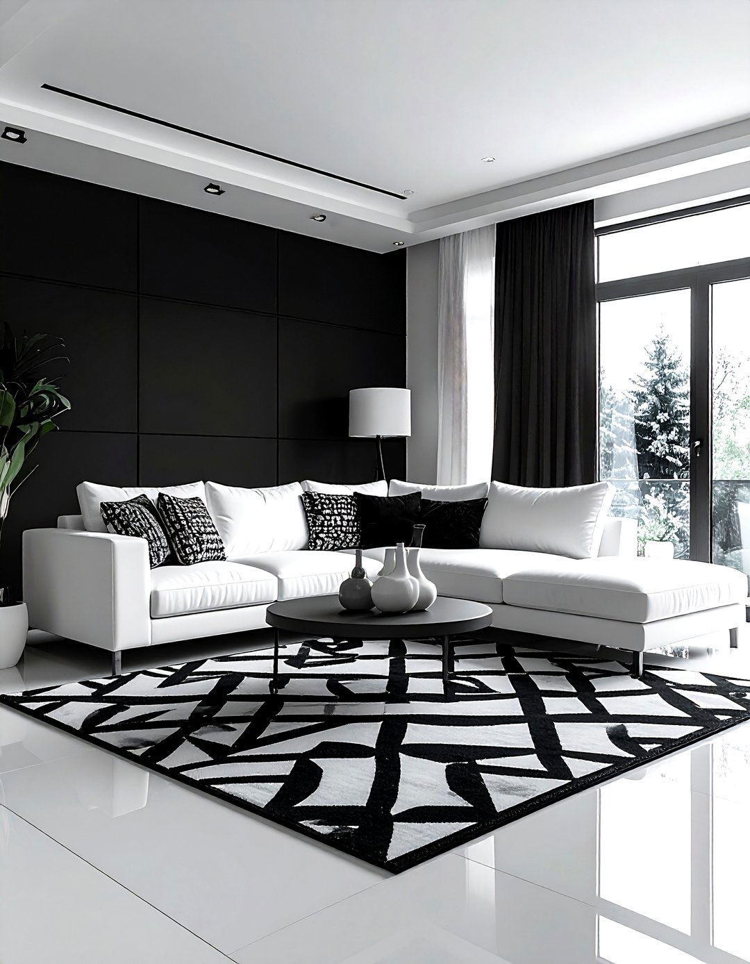 Black And White Living Room - 30 living room black walls