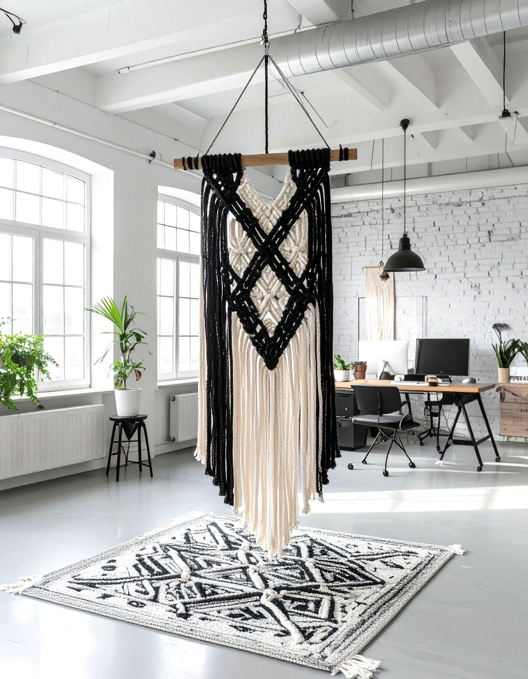Black And White Macrame - 30 woven wall hanging ideas