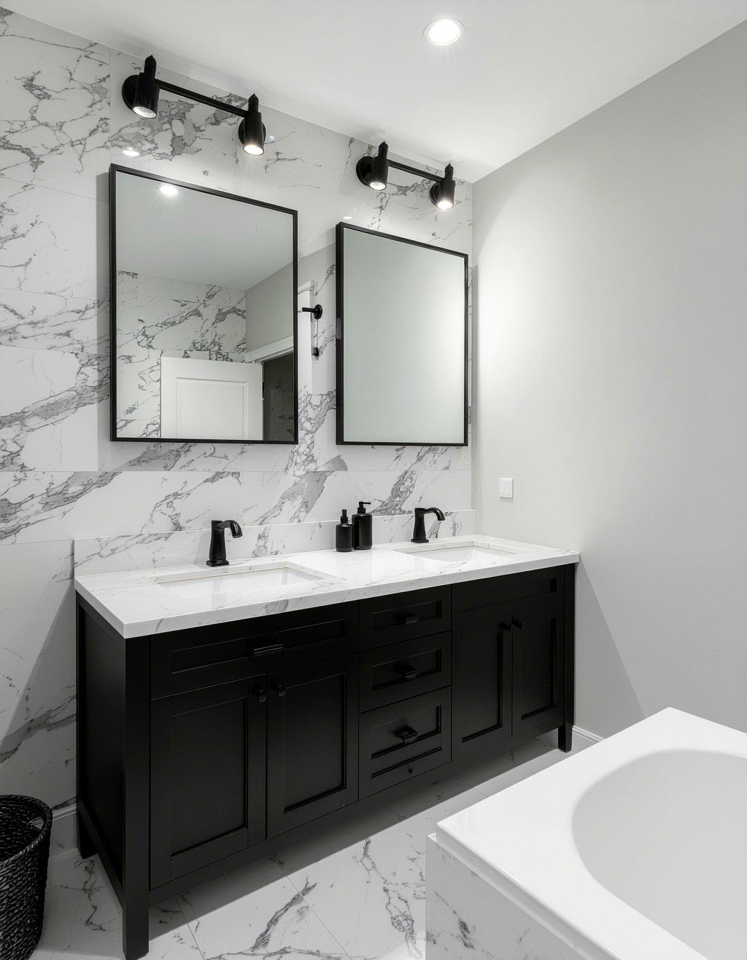Black And White Marble Bathroom - 30 matte black bathroom ideas