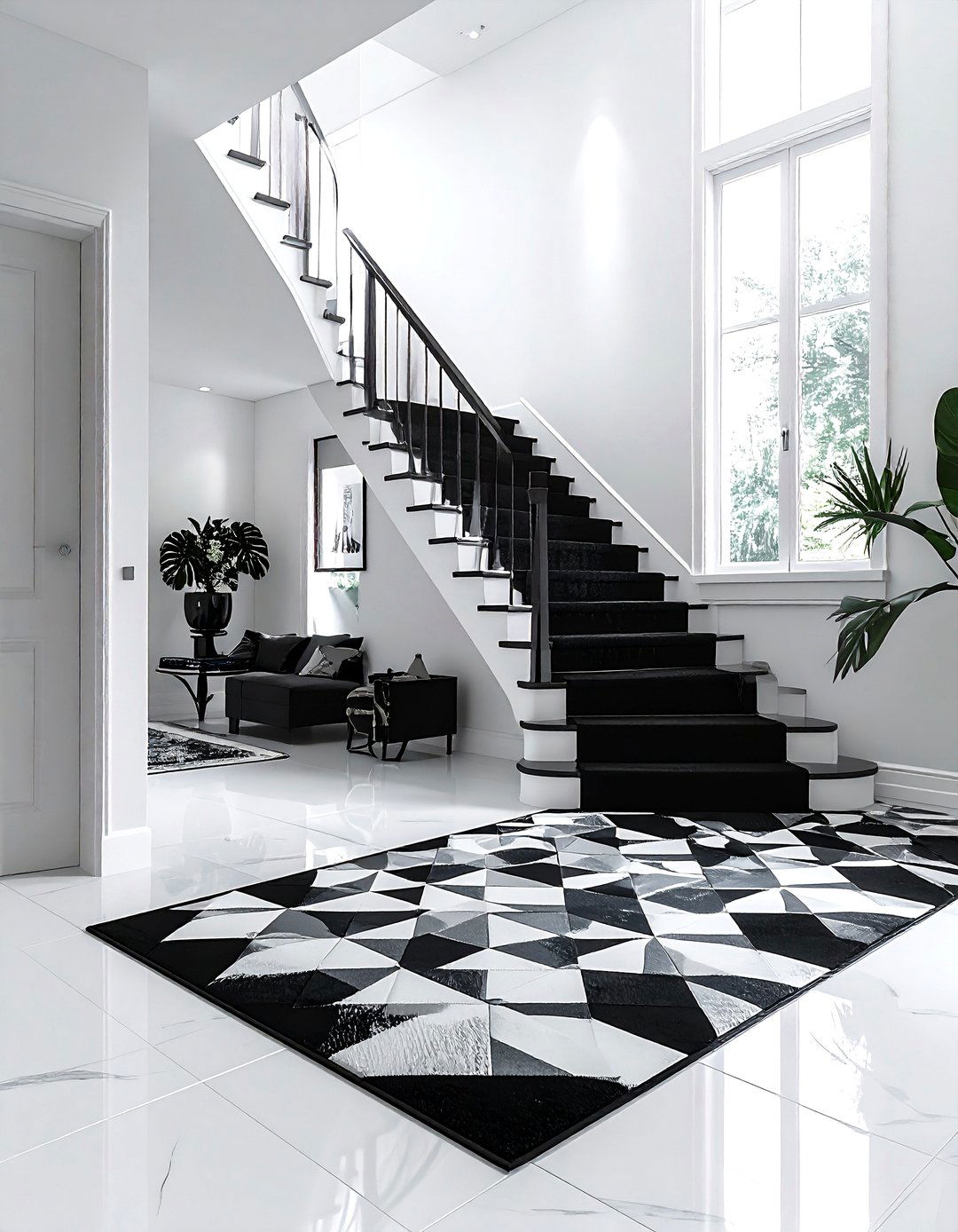 Black And White Stair Runner - 30 stair runner ideas