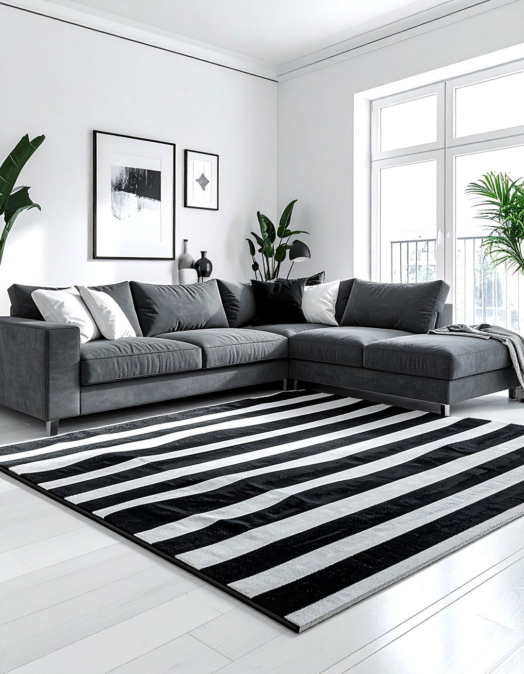Black And White Striped Rug Living Room - 30 black and white decor ideas