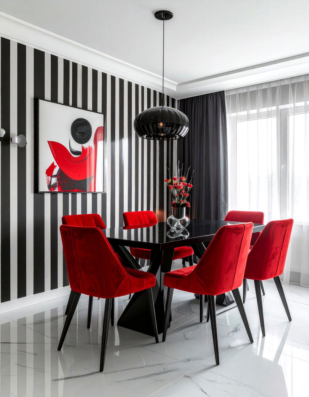 Black And White Striped Wallpaper Dining Room - 30 striped wallpaper dining room ideas