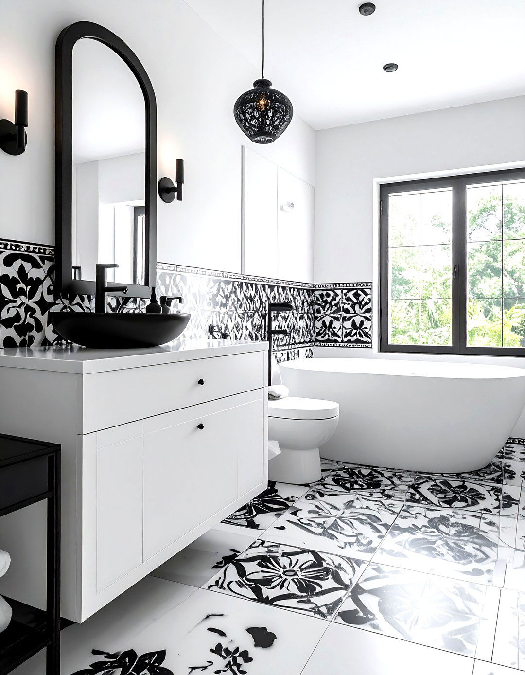 Black And White Talavera - 30 Mexican tile bathroom ideas