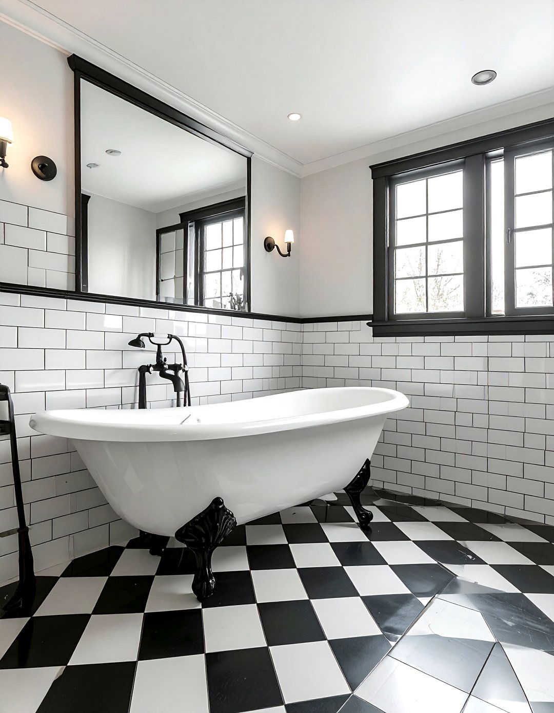 Black And White Tile - 30 bathtub tile ideas