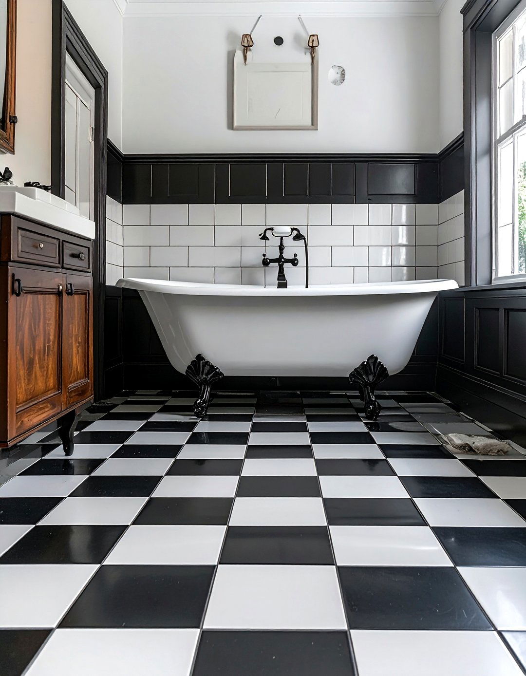 Black And White Tile - 30 bungalow bathroom ideas