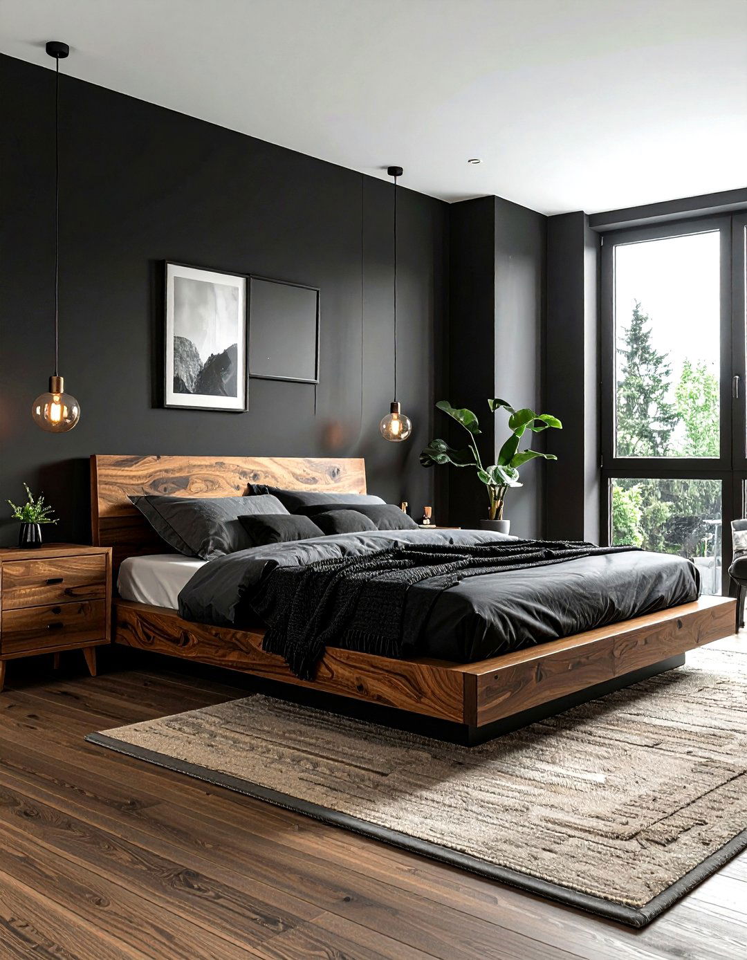 Black And Wood Decor - 30 modern black bedroom ideas
