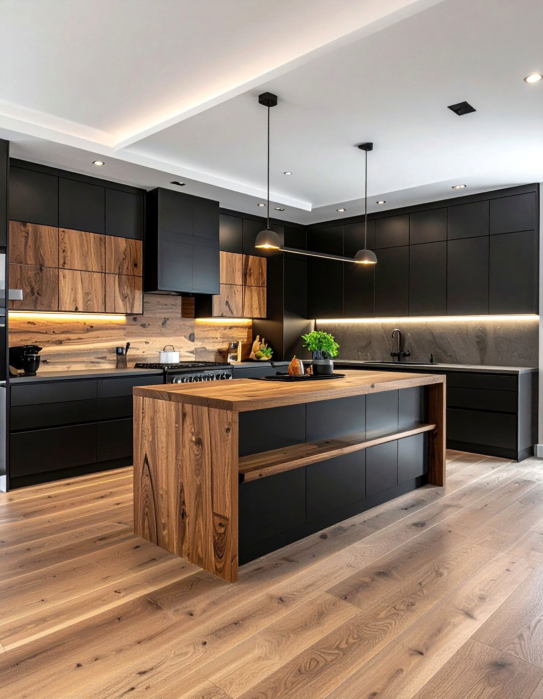 Black And Wood Kitchen - 30 black kitchen furniture ideas