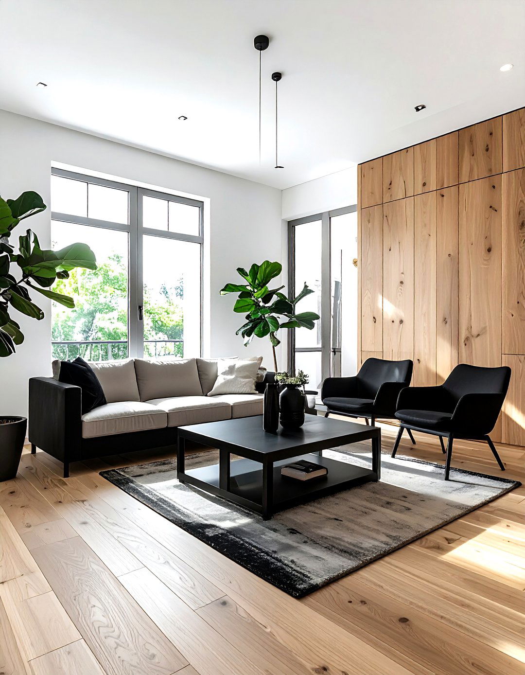 Black And Wood Living Room - 30 black living room design ideas