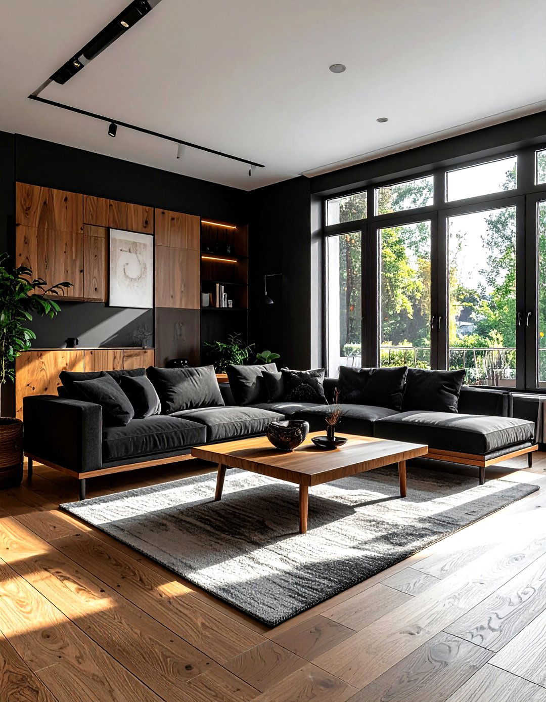 Black And Wood Living Room - 30 black living room ideas