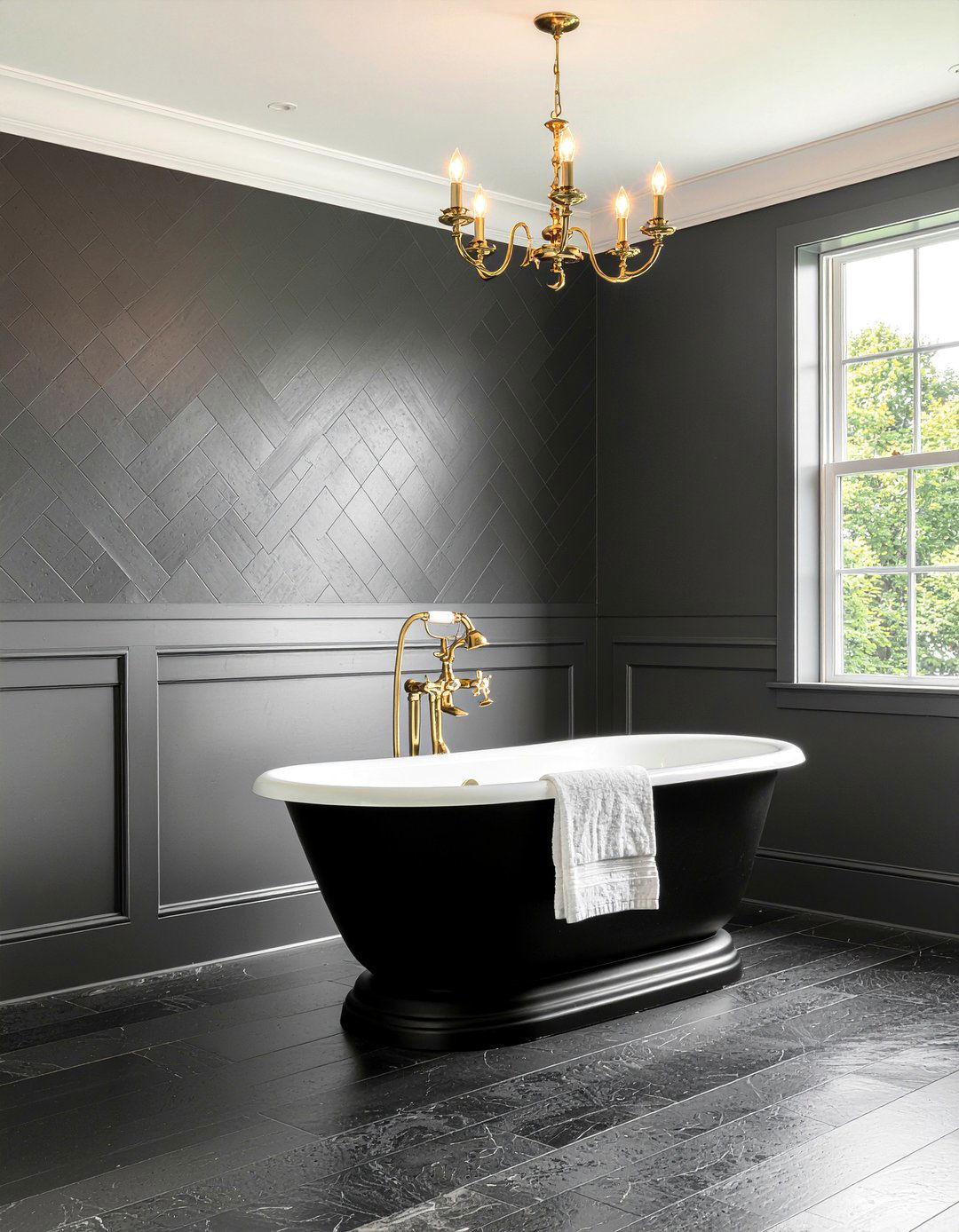 Black Arabesque Accent Wall - 30 arabesque tile bathroom ideas