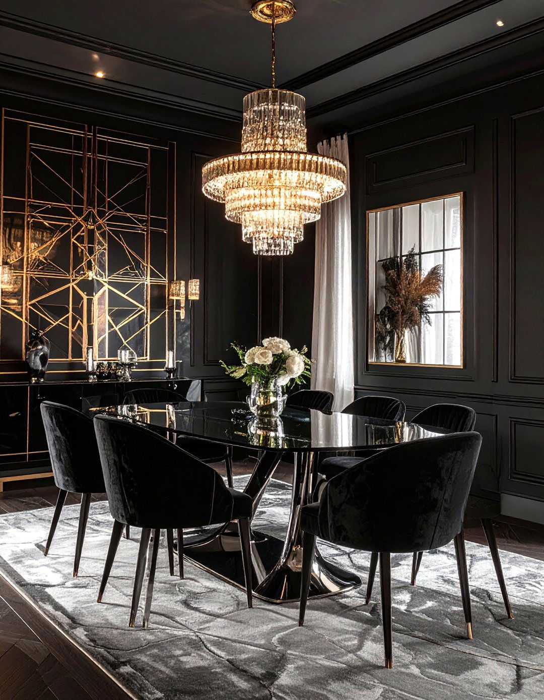 Black Art Deco Dining Room - 30 black dining room design ideas