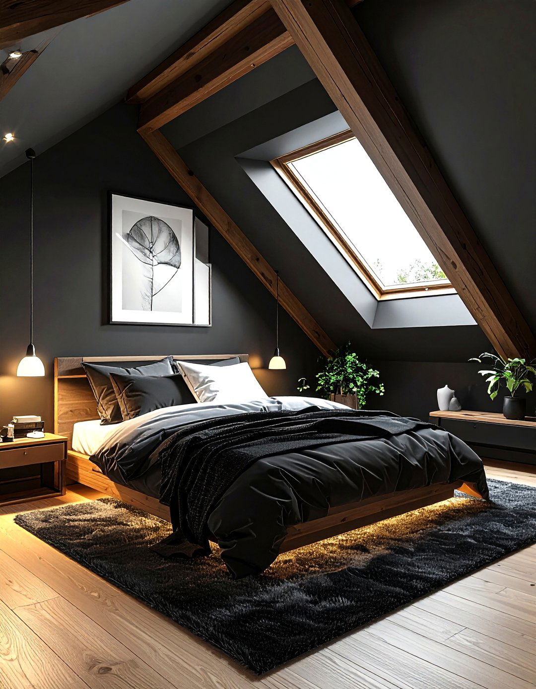 Black Attic Bedroom - 30 modern black bedroom ideas