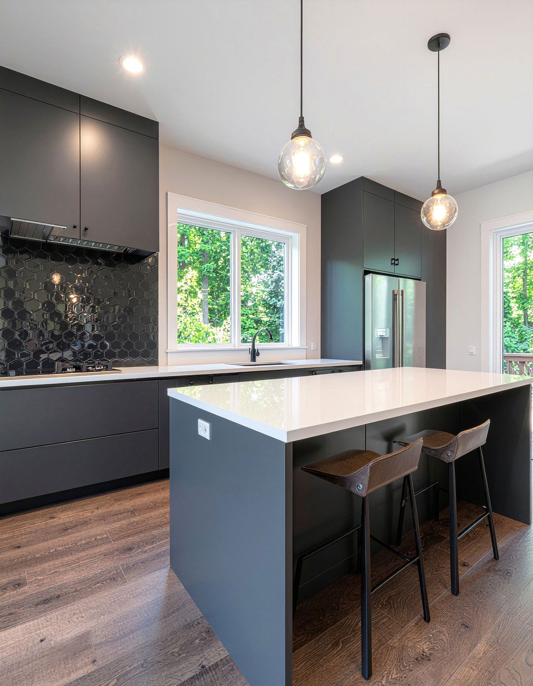 Black Backsplash Tile - 30 all black kitchen ideas