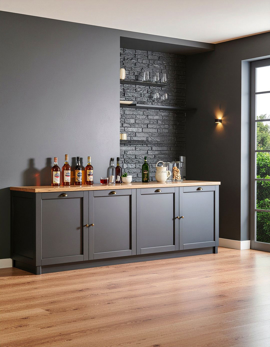 Black Bar Cabinet - 30 dining room liquor cabinet ideas