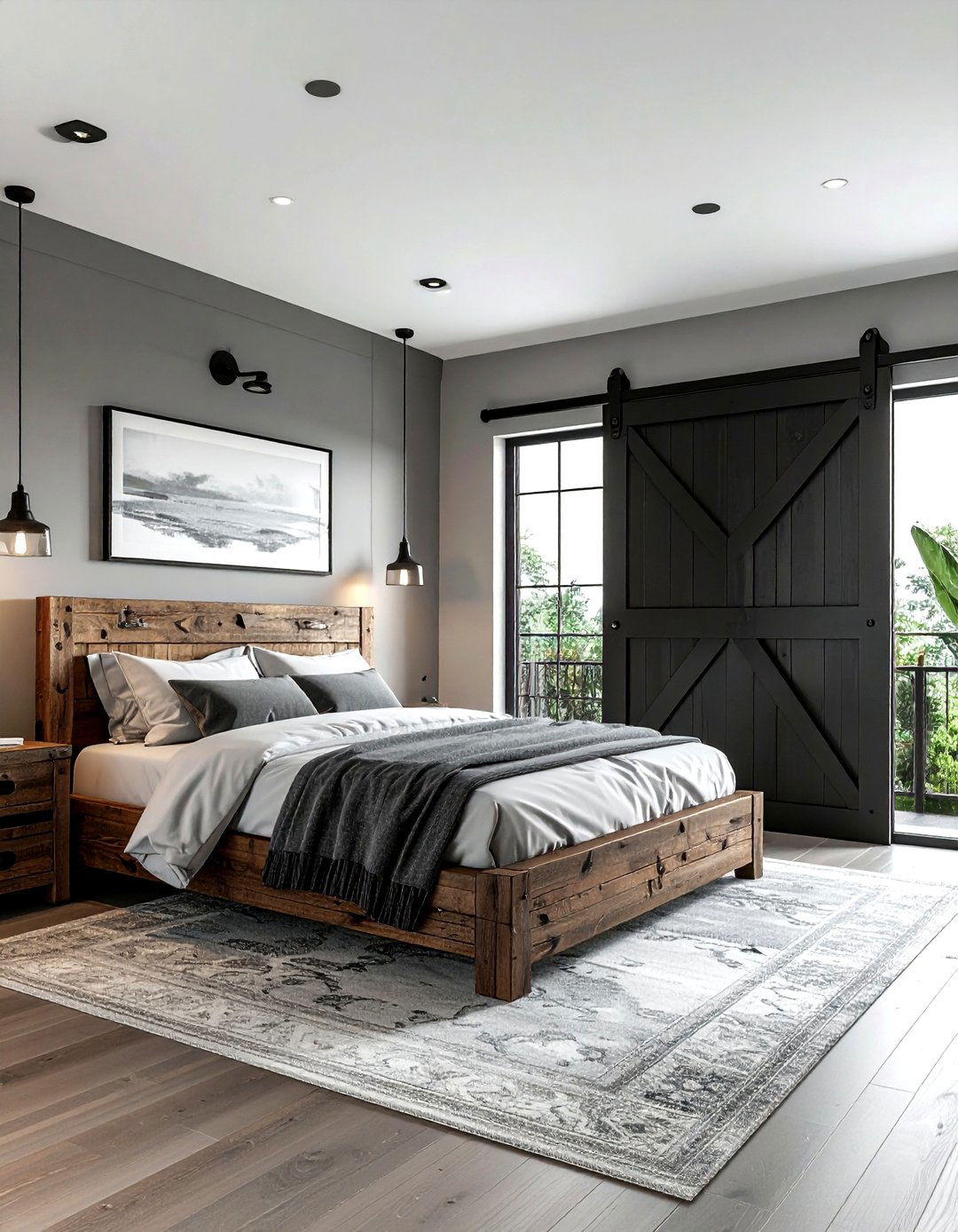 Black Barn Door Bedroom - 30 rustic black bedroom ideas