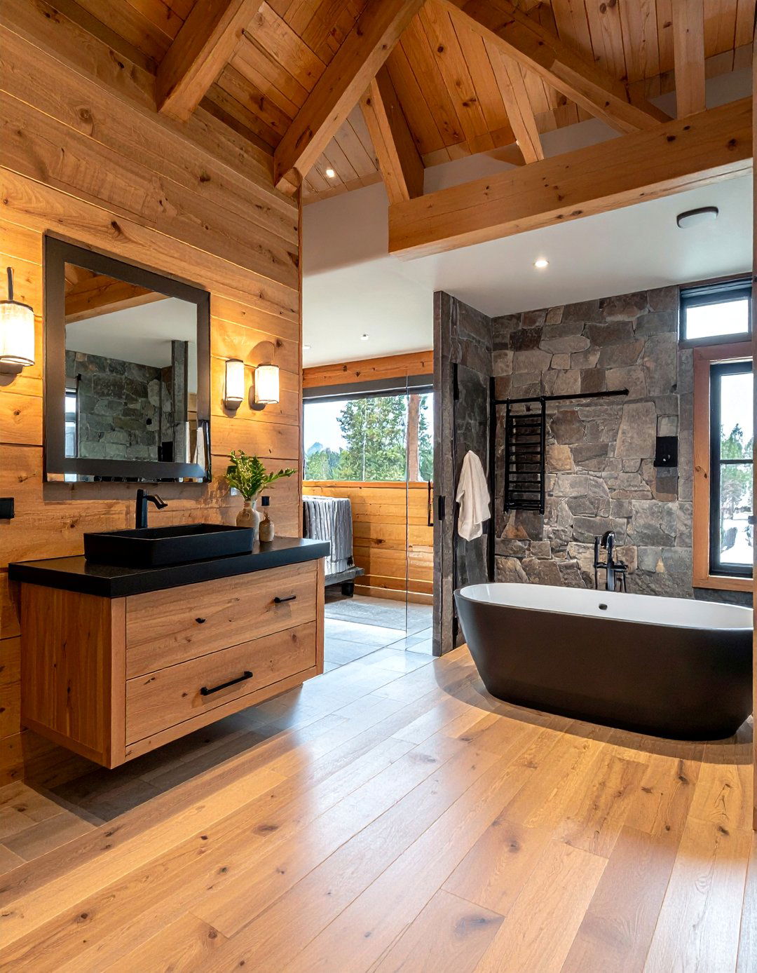 Black Bathroom Hardware - 30 cabin bathroom ideas