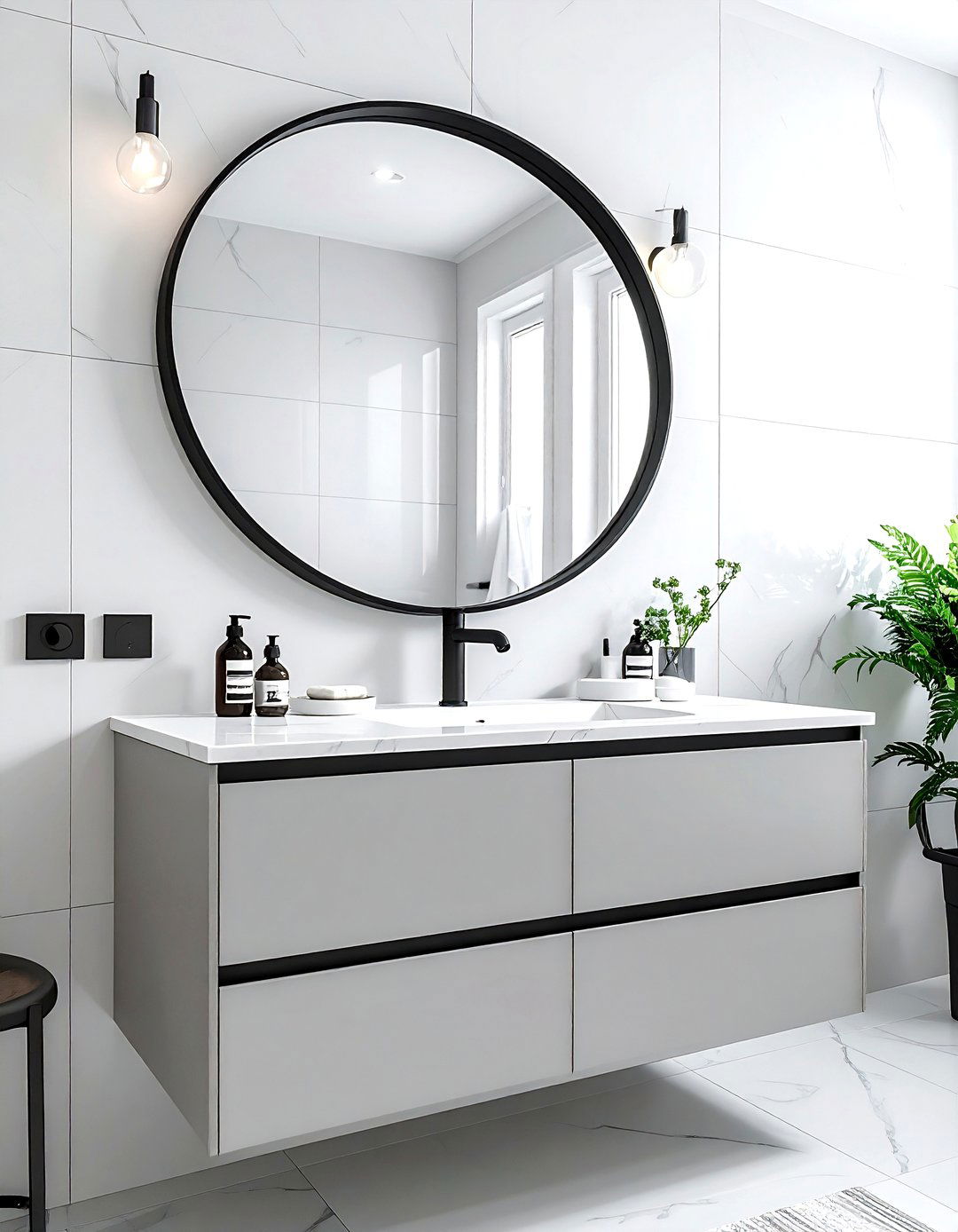Black Bathroom Vanity Mirror - 30 round mirror ideas