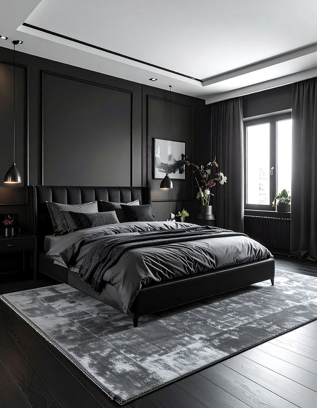 Black Bedroom - 30 monochromatic bedroom ideas