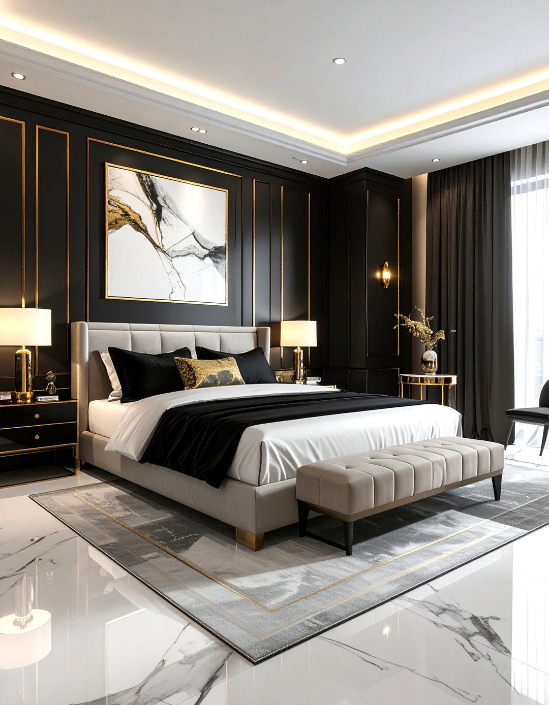 Black Bedroom Gold Accents - 30 dark black bedroom ideas