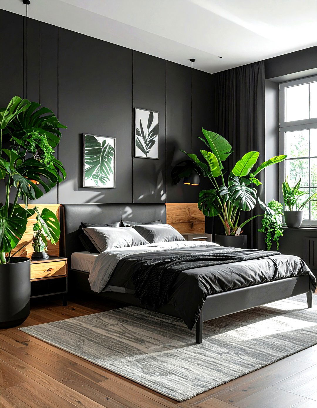 Black Bedroom Plants - 30 minimalist black bedroom ideas