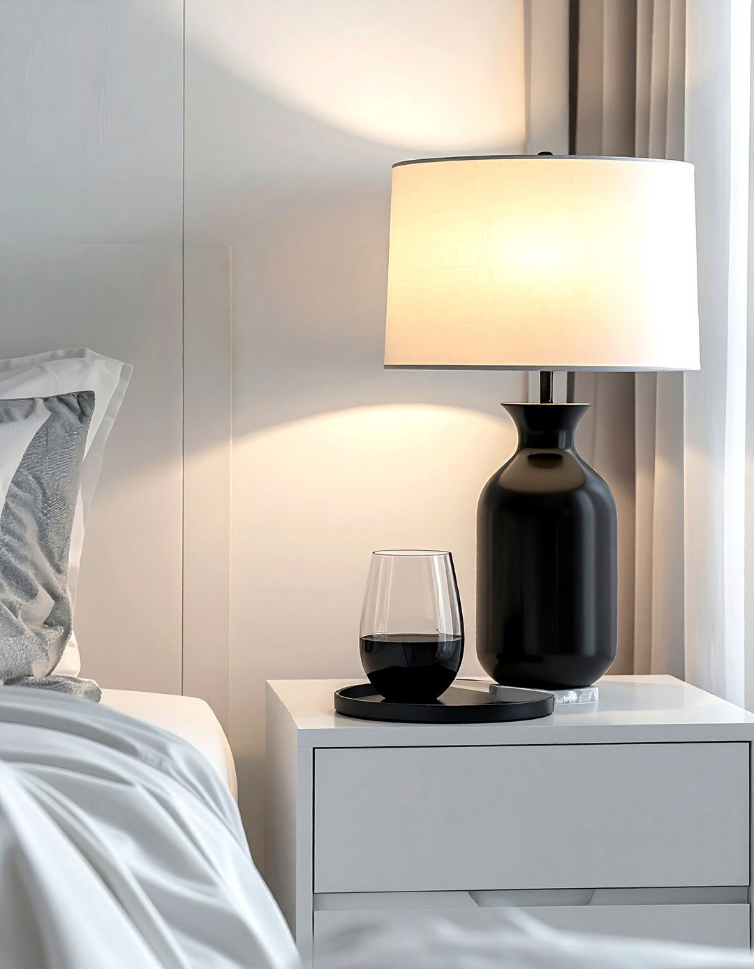 Black Bedside Carafes - 30 black bedroom accessories ideas