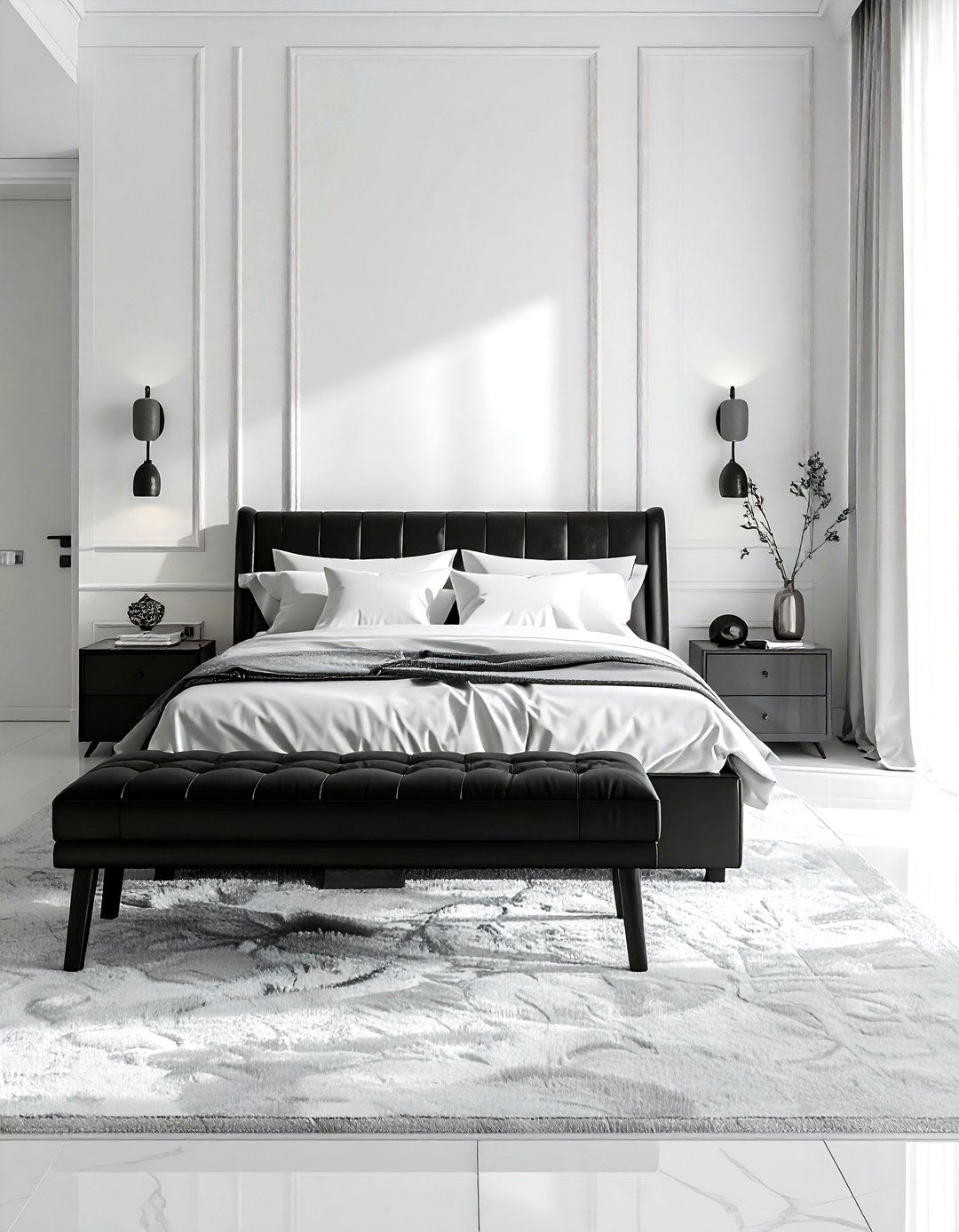 Black Bench For End Of Bed - 30 black bedroom accessories ideas