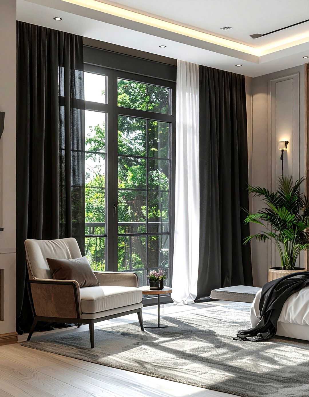 Black Blackout Curtains - 30 black bedroom accessories ideas