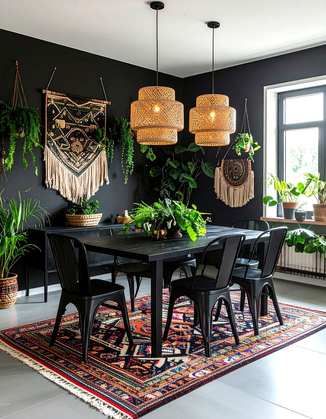 Black Bohemian Dining Room - 30 black dining room design ideas